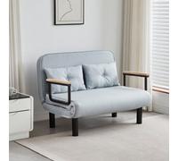 MCC Direct 4 in 1 Folding Double Sofa Bed Convertible Lounge Sleeper Chair with Adjustable Backrest & Large Cushion Grey in Light Grey MCC Direct Light Grey