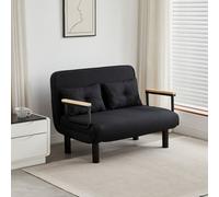 MCC Direct 4 In 1 Folding Double Sofa Bed Convertible Lounge Sleeper Chair With Adjustable Backrest And Large Cushion Black