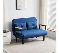 mcc direct 4 in 1 Folding Double Sofa Bed Convertible Lounge Sleeper Chair with Adjustable Backrest and 2 Tufted Cushions, Sleeper Recliner Armchair for Living Room, Bedroom, Guest Room (Navy Blue)