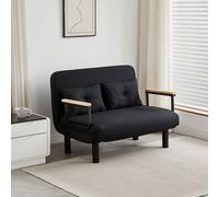 MCC Direct 4 in 1 Folding Double Sofa Bed Convertible Lounge Sleeper Chair with Adjustable Backrest & Large Cushion Grey in Black MCC Direct Black