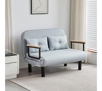 mcc direct 4 in 1 Folding Double Sofa Bed Convertible Lounge Sleeper Chair with Adjustable Backrest and 2 Tufted Cushions, Sleeper Recliner Armchair for Living Room, Bedroom, Guest Room (Light Grey)