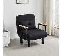 MCC Direct 4 in 1 Folding Single Sofa Bed Convertible Lounge Sleeper Chair with Adjustable Backrest & Large Cushion Grey in Black MCC Direct Black