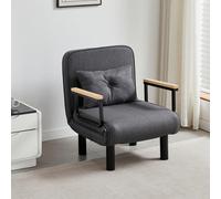 MCC Direct 4 In 1 Folding Single Sofa Bed Convertible Lounge Sleeper Chair With Adjustable Backrest And Large Cushion Grey