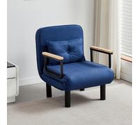 mcc direct 4 in 1 Folding Single Sofa Bed Convertible Lounge Sleeper Chair with Adjustable Backrest and 1 Tufted Cushion, Sleeper Recliner Armchair for Living Room, Bedroom, Guest Room (Blue)