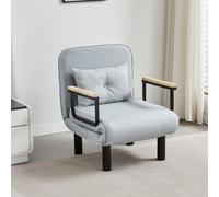 MCC Direct 4 in 1 Folding Single Sofa Bed Convertible Lounge Sleeper Chair with Adjustable Backrest & Large Cushion Grey in Light Grey MCC Direct Light Grey