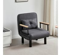 MCC Direct 4 In 1 Folding Single Sofa Bed Convertible Lounge Sleeper Chair With Adjustable Backrest And Large Cushion Grey