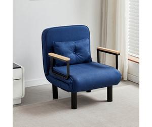 MCC Direct 4 In 1 Folding Single Sofa Bed Convertible Lounge Sleeper Chair With Adjustable Backrest And Large Cushion Blue