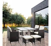 mcc direct 9 Pieces Rattan Garden Furniture Outdoor Chair & Table 4+4+1 Set Cuba(Brown)