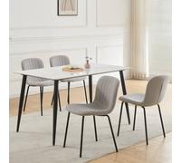 MCC Direct Bella Luxe Set of 4 Teddy Faux Fur Dining Chairs in Light Grey MCC Direct Light Grey