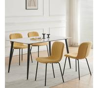 MCC Direct Bella Luxe Set of 4 Teddy Faux Fur Dining Chairs in Yellow MCC Direct Yellow