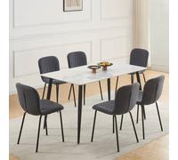 MCC Direct Bella Luxe Set of 6 Teddy Faux Fur Dining Chairs in Dark Grey MCC Direct Dark Grey