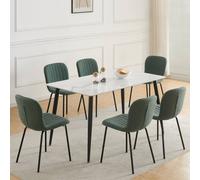 MCC Direct Bella Luxe Set of 6 Teddy Faux Fur Dining Chairs in Green MCC Direct Green
