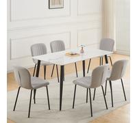 MCC Direct Bella Luxe Set of 6 Teddy Faux Fur Dining Chairs in Light Grey MCC Direct Light Grey