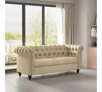 MCC Direct Chesterfield Fabric Button back Sofa Settee - Victoria in Beige | Size: 1 Pack MCC Direct Beige 1 Pack