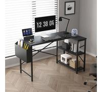 MCC Direct Computer Desk L Shaped Corner Desk with Adjustable shelves - Lotus 100 in Black MCC Direct Black