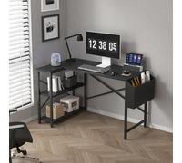 Mcc Direct Computer Desk L Shaped Corner Desk With Adjustable Shelves - Lotus 120Cm Black