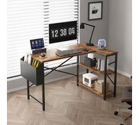 MCC Direct Computer Desk L Shaped Corner Desk with Adjustable shelves - Lotus 120cm in Brown MCC Direct Brown