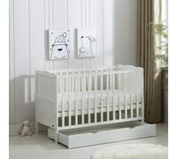 MCC Direct CozyCubs Wooden Baby Cot Bed with Drawer & mattress Orlando in White | Size: 1 Pack MCC Direct White 1 Pack