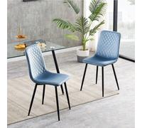 mcc direct Set of 2 Designer Velvet Fabric Dining Chairs Metal Legs Lexi Chairs (Light Blue)