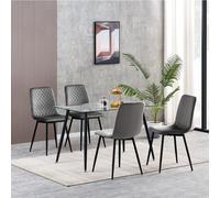 MCC Lexi Velvet Fabric Set Of 4 Dining Chairs Dark Grey