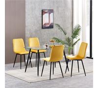 mcc direct Set of 4 Designer Velvet Fabric Dining Chairs Metal Legs Lexi Chairs (Yellow)