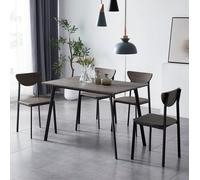 MCC Direct Dining Table & 4 chairs Wooden Table Set with Metal frame Blake in Brown MCC Direct Brown