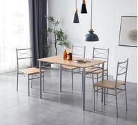 MCC Direct Dining table & 4 chairs Wooden Table Set with Metal Frame Silvia in Natural MCC Direct Natural