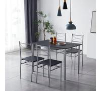 MCC Silvia Dining Table And 4 Chairs Set Black, Black