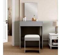 Dressing Table Set with Mirror & Stool, Vanity Desk with Large Drawer and Open Storage TAMPA GREY