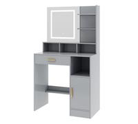 Mcc Direct Dressing Table With Adjustable Led Mirror Make Up Desk And Storage Grey Truro