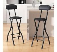 MCC Direct Folding Breakfast Bar Stool padded High Chair Set of 2 White in Black MCC Direct Black