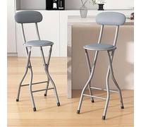 MCC Direct Folding Breakfast Bar Stool padded High Chair Set of 2 White in Grey MCC Direct Grey