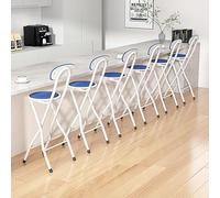 MCC Direct Folding Breakfast Bar Stool padded High Chair Set of 6 White in Blue MCC Direct Blue