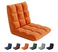 Folding Floor Chair 14 Position Padded Adjustable Lounge Recliner Chair ORANGE