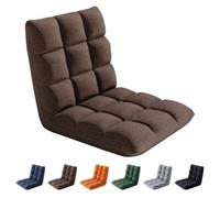 Folding Floor Chair 14 Position Padded Adjustable Lounge Recliner Chair BROWN