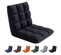 Folding Floor Chair 14 Position Padded Adjustable Lounge Recliner Chair BLACK