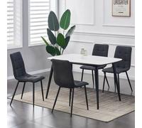 Mcc Direct Henri Faux Suede Leather Dining Chairs Set Of 4 Black