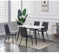 Mcc Direct Henri Faux Suede Leather Dining Chairs Set Of 4 Dark Grey