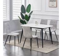 Mcc Direct Henri Faux Suede Leather Dining Chairs Set Of 4 Light Grey