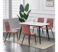 Henri Set of 4 Pink Faux Suede Leather Dining Chair - MCC - Wilko