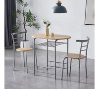 (NATURAL) Dining Table and Chairs Set Metal Wood Effect Kitchen Table Dining Chairs Barley