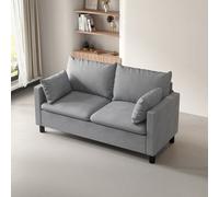 Mcc Direct Large 2 Seater Plush Padded Sofa/couch Linen Fabric Settee Grey - Laura