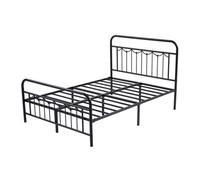 Mcc Direct Metal Bed Frame Double 4Ft6 Black Metal Frame With Head And Footboard Frankie