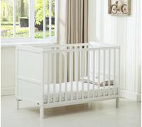 mcc direct Cot Bed Wooden Baby Cot Toddler Bed Premier Aloe Vera Water Repellent Mattress Cream White - Orlando