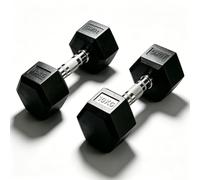 Mcc Direct Professional Grade Rubber Hex Dumbbells - Anti-Roll, Noise-Reducing, Ergonomic Knurled Grip for Home Gym & Studio Strength Training (10kg Pairs)