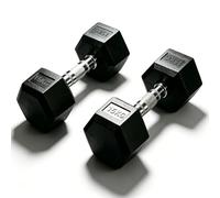 Mcc Direct Professional Grade Rubber Hex Dumbbells - Anti-Roll, Noise-Reducing, Ergonomic Knurled Grip for Home Gym & Studio Strength Training (15kg Pairs)
