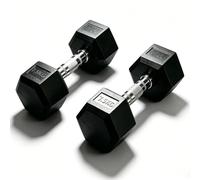 Mcc Direct Professional Grade Rubber Hex Dumbbells - Anti-Roll, Noise-Reducing, Ergonomic Knurled Grip for Home Gym & Studio Strength Training (7.5kg Pairs)