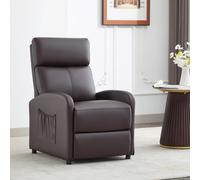 mcc direct Push Back Recliner Chair, with Lumbar Support, Padded Backrest, Side Pocket and Adjustable Leg Rest ( PU Brown)