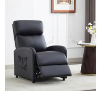 mcc direct Push Back Recliner Chair, with Lumbar Support, Padded Backrest, Side Pocket and Adjustable Leg Rest ( PU Black)
