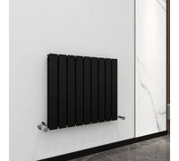 Radiator Horizontal Vertical Designer Flat Panel Central Heating Radiator 600mm Height (600x612mm Single, Black)